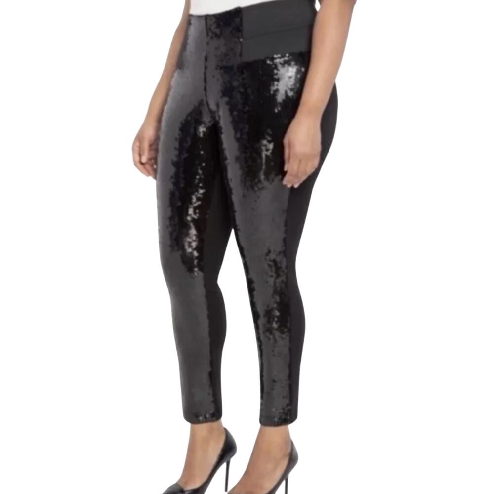 Eloquii Black Miracle Flawless Sequin High Rise Ponte Leggings Pants size 28 NEW
